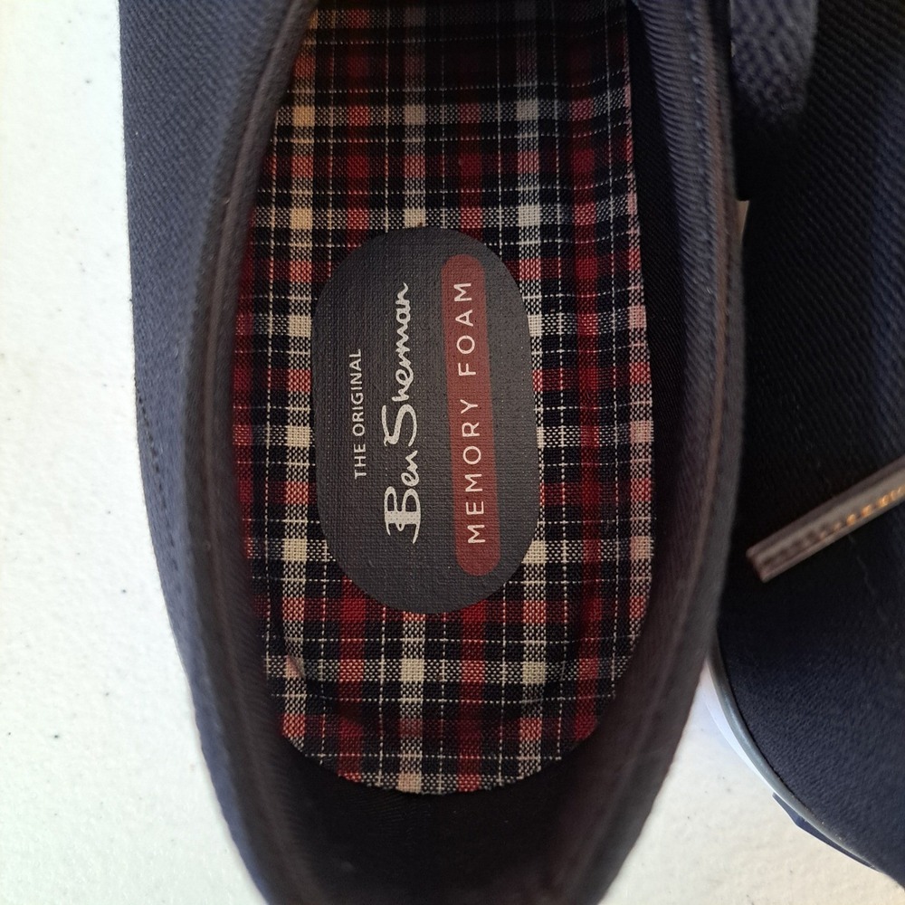 Ben Sherman Canvas Sneakers Black White 10.5 Memory Foam Plaid 1175-588-B30 - Picture 6 of 11